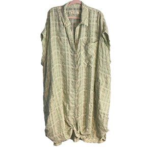 Free People/ We the people Oversized Palm Spring Plaid Tunic Top Size XL